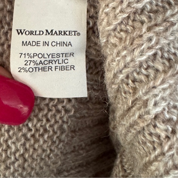 World Market Oatmeal Funnel Neck Sweater One Size Fits Most NWT - Picture 6 of 10